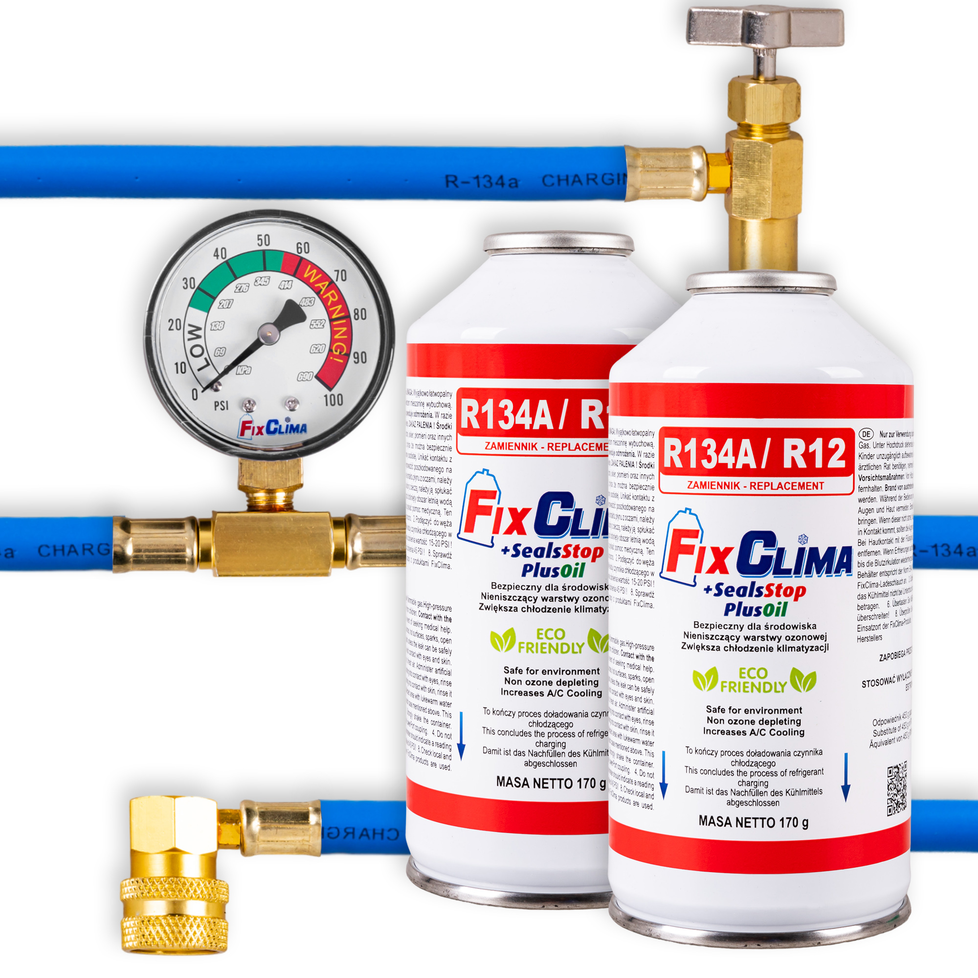 Sada Na Plnenie Klimatizácie Automobilov 2X Plyn R134A Tesniaci Manometer