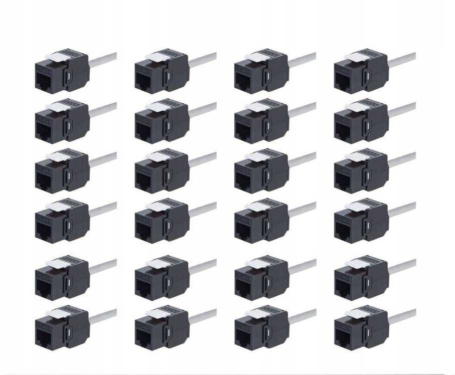 24x Keystone Jack modul RJ45 Kat. 5e Utp beznástrojový Netrack Černý Cat5