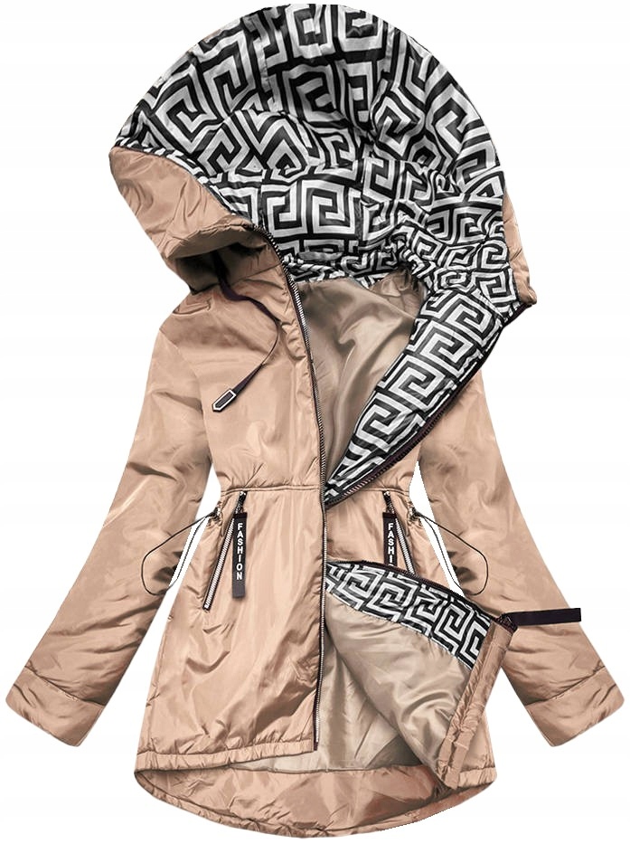 Péřová Přechodná Bunda B8037 Béžová/bílá 52