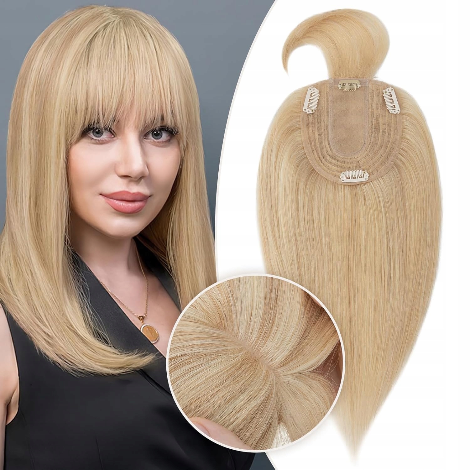 Tupet dámský světle chladný blond topper Pro Ženy Plešatost Vypadávání Vlasů