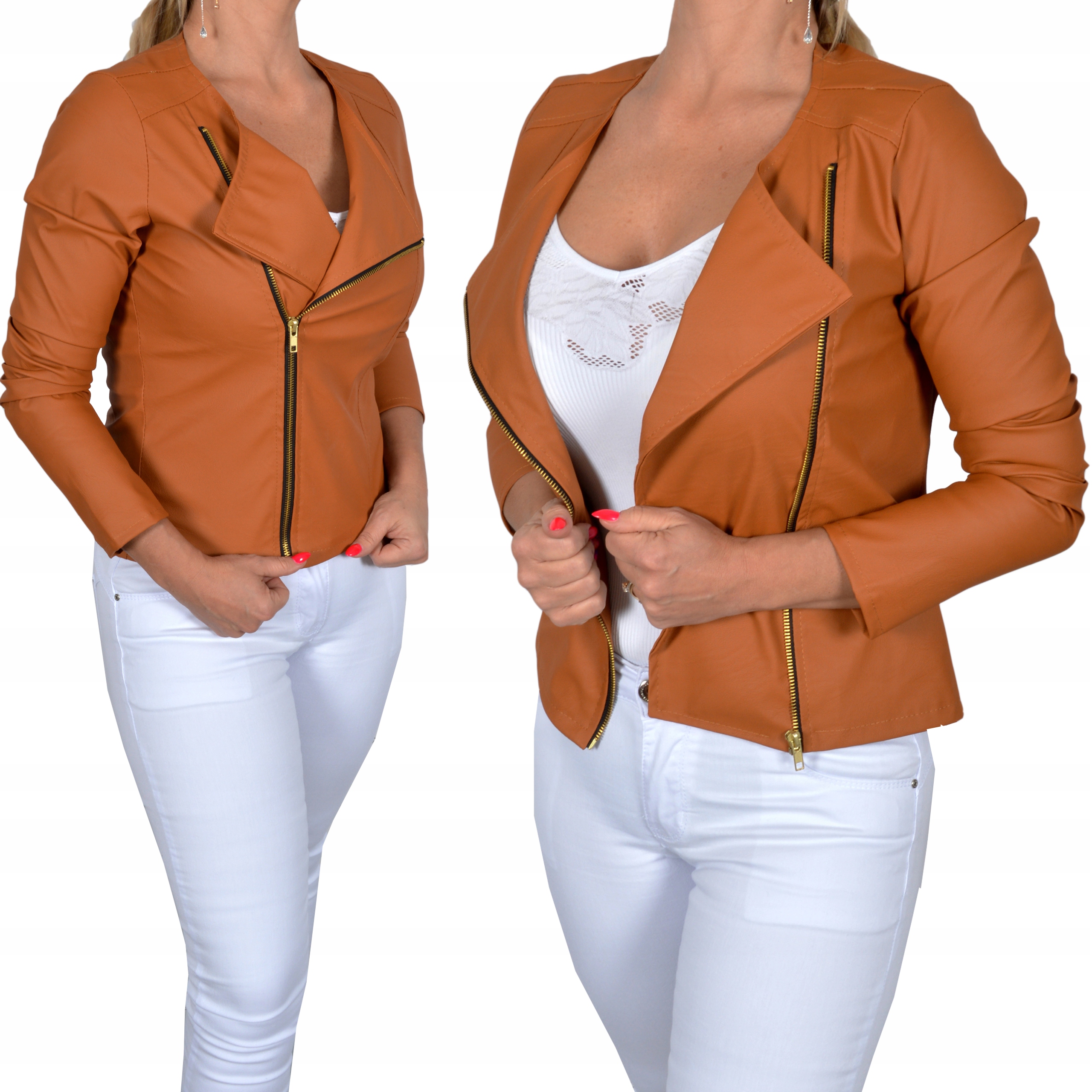 

Damska Kurtka Ramoneska Eko Skóra Skórzana