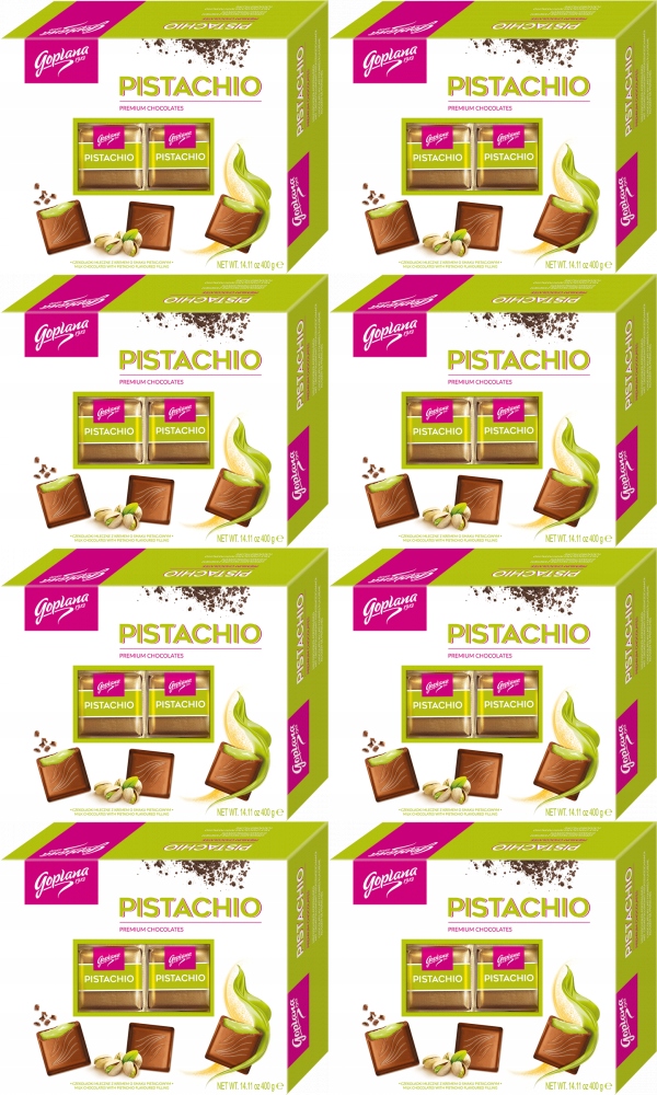 Goplana Czekoladki Pistachio Pistacjowe Czekoladki mleczne 400g x8