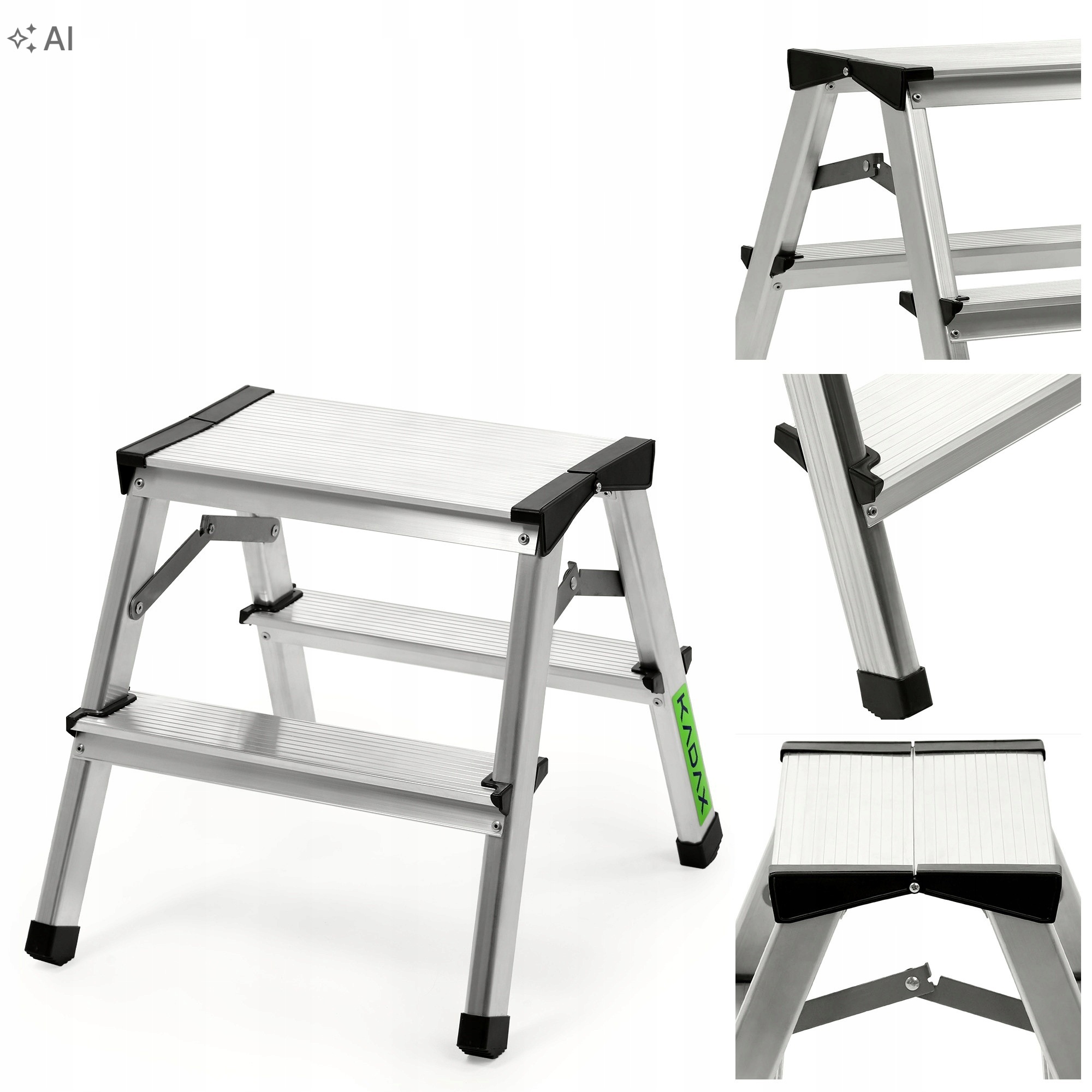 Skládací Stolička Plošina Žebřík 38 Cm Hliníková 2 Stupně 125 kg