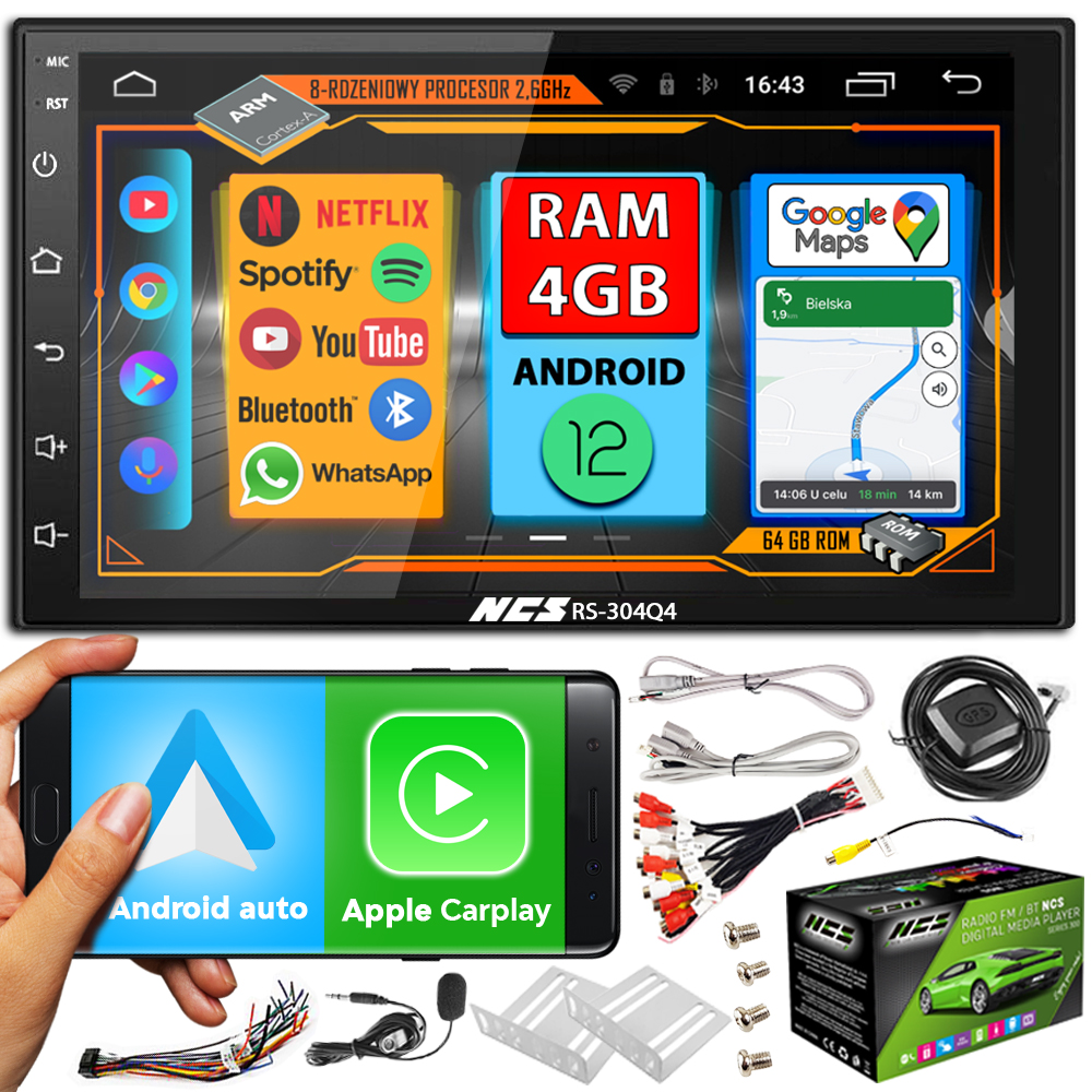 RADIO SAMOCHODOWE NAWIGACJA 2 DIN ANDROID USB 4GB