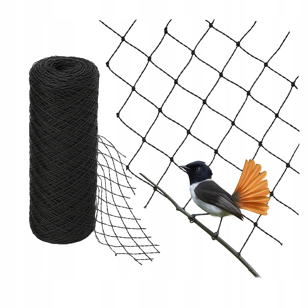 Siatka Na Ptaki i Balkon Ochronna Przeciw Ptakom Gołębie Czarna Mocna 15x15