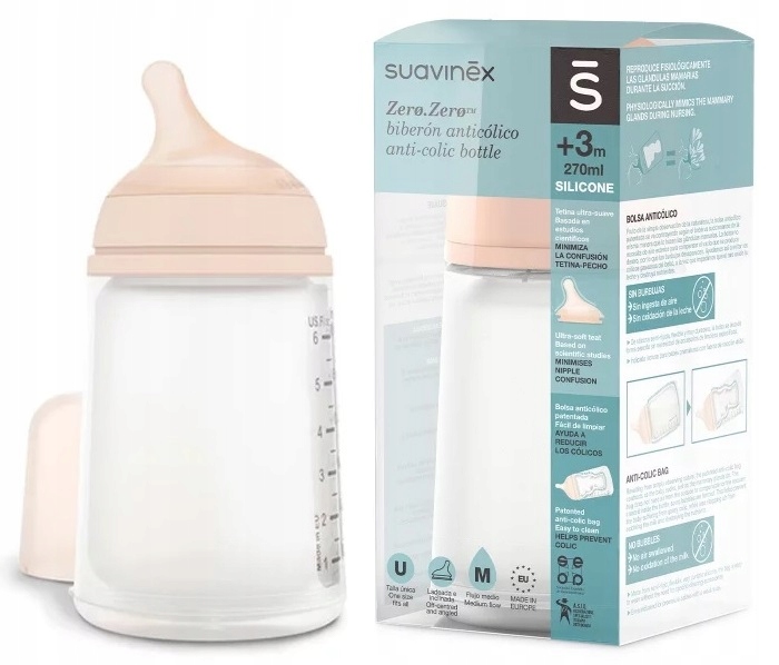 SUAVINEX BUTELKA ZERO ZERO 270ml ŚREDNI PRZEPŁYW