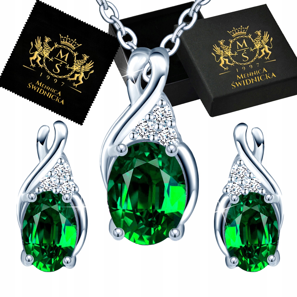 Sada stříbrných šperků Stříbro 925 Náhrdelník a Náušnice Sada na Dárek