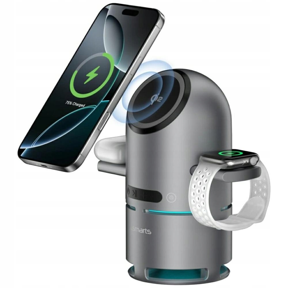 Nabíjacia stanica 4smarts ChargeBot Sound Qi2 šedá