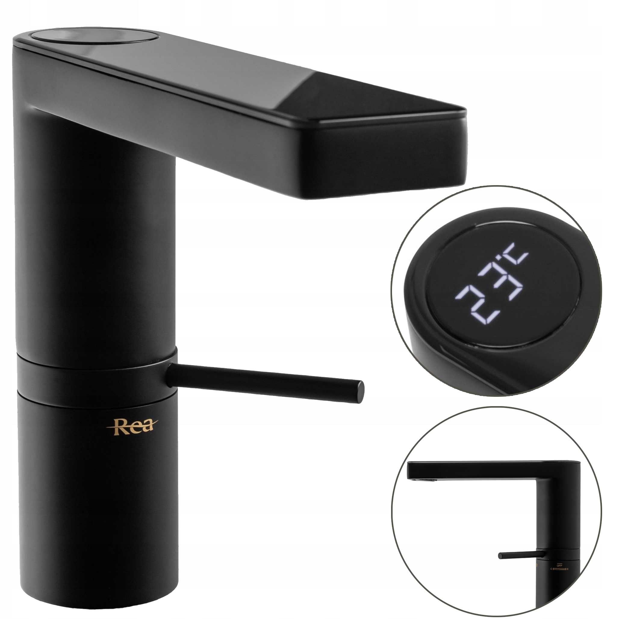 Umývadlová batéria čierna Amar Black Nízky displej Digitálny senzor Rea