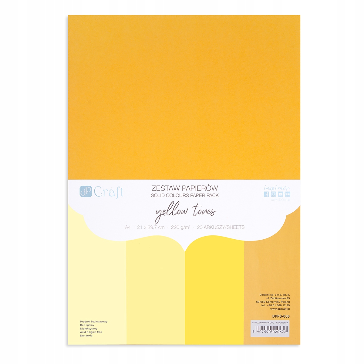 

Zestaw papierów 220g yellow tones A4 20 ark