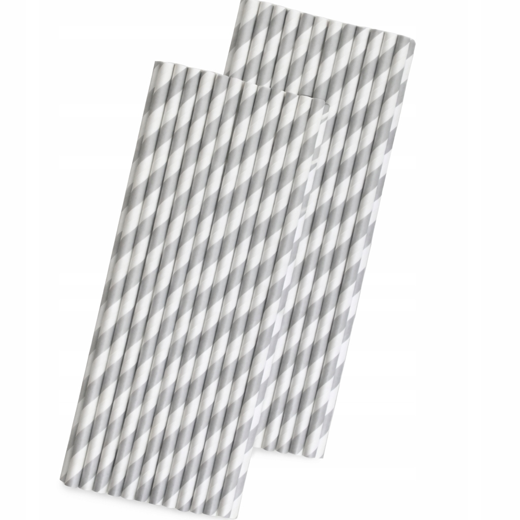 Słomki PAPIEROWE BŁYSZCZACE SREBRNE Zestaw 250 szt. RURKI DO PICIA