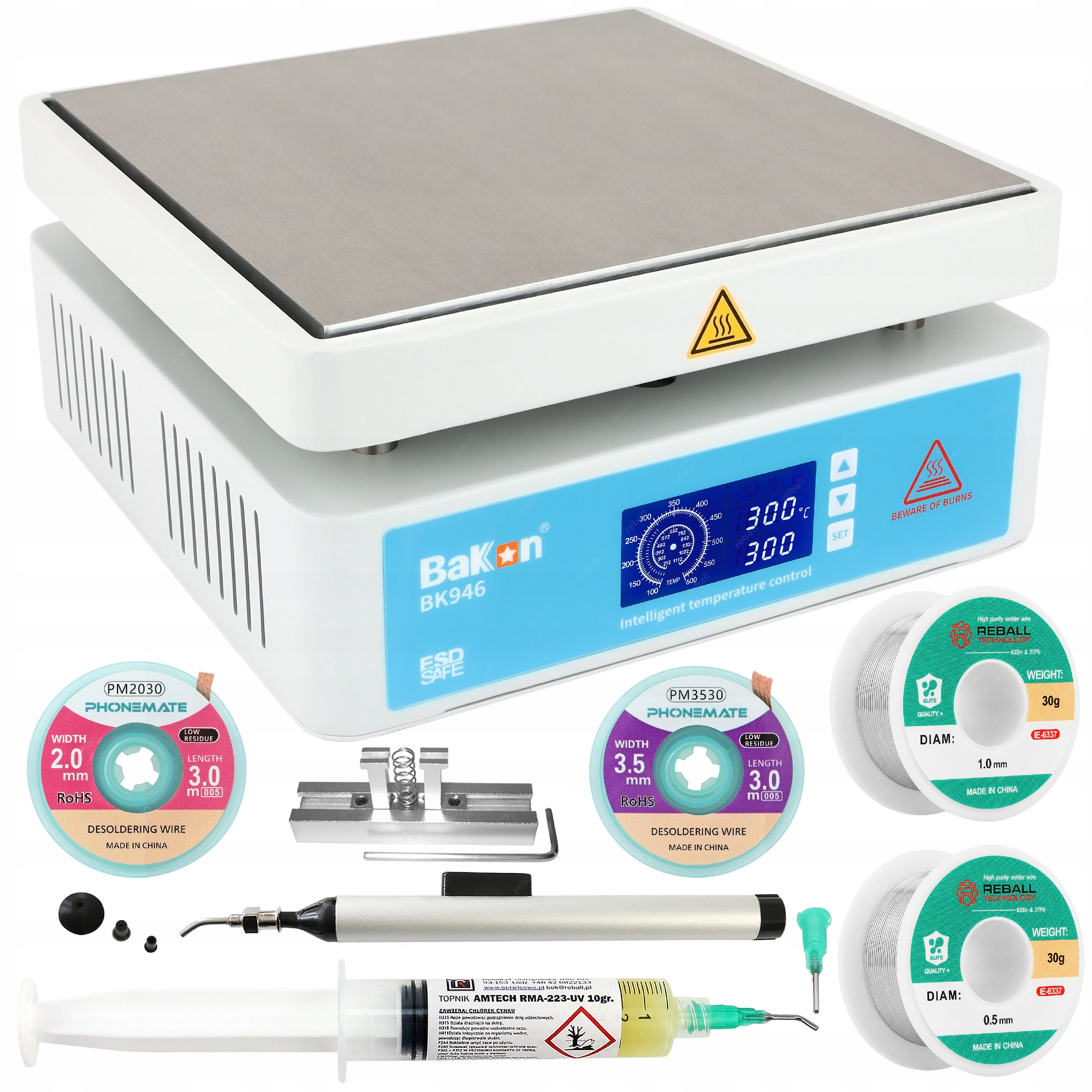 Tavidlo Pasta Amtech 223 Uv Cín Sada Ohrievač Bga LCD Led BK946 650W