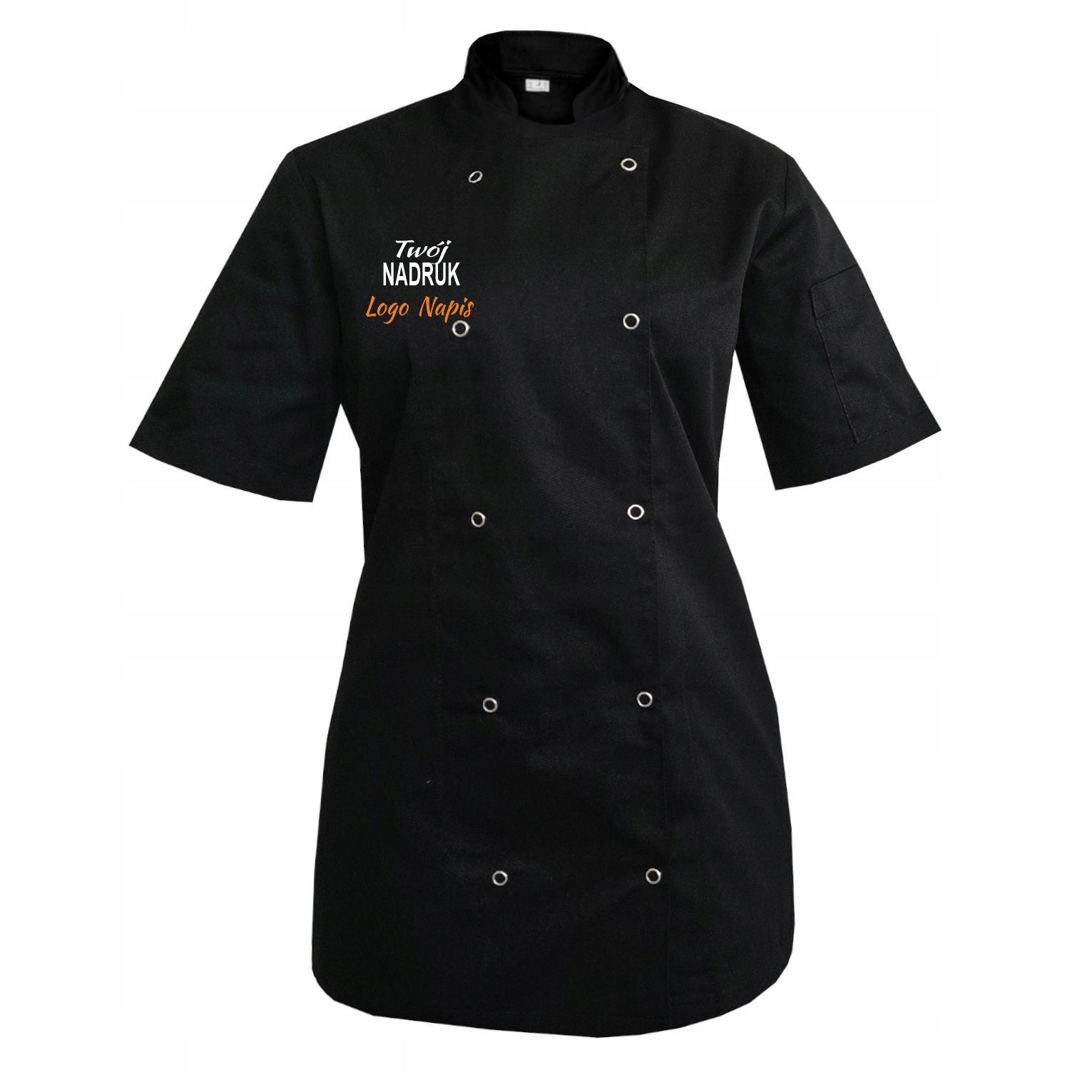 Černá dámská kuchařská Mikina s patentkami, krátký rukáv, s vaším logem, velikost M