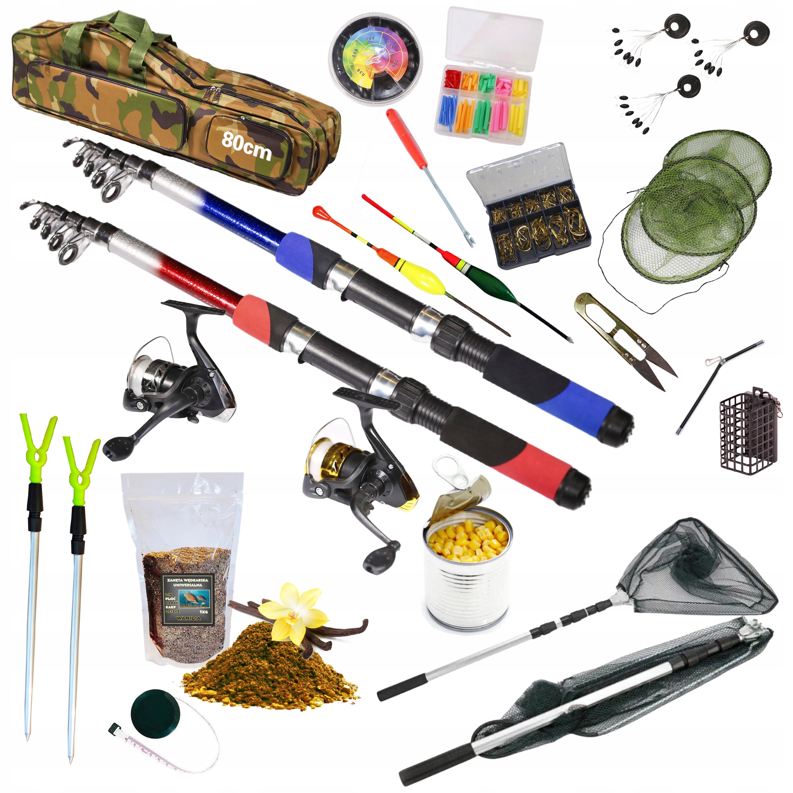 Rybářská Sada 2x Prut 2,7m, 2x Naviják, Splávek, návnada Sada -W-27
