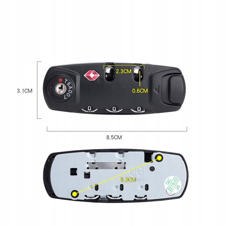 ZAMEK NA SZYFR SYSTEM TSA DO BAGAŻU WALIZKI Rodzaj kłódka