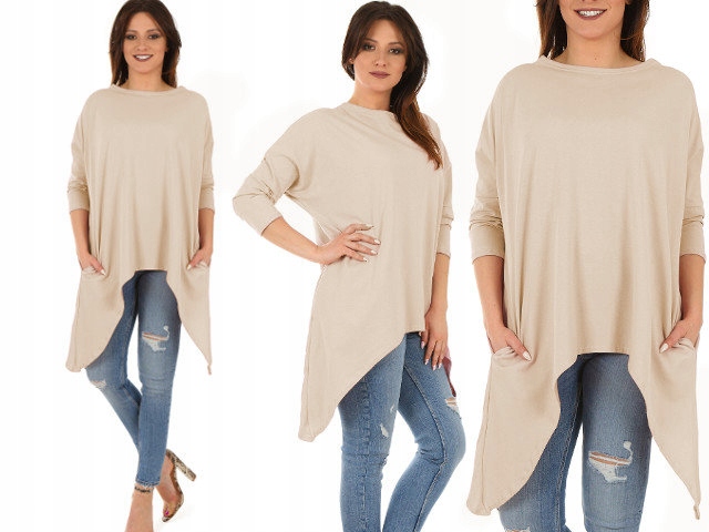 

F384 asymetryczna Bluza z kieszeniami Kolor