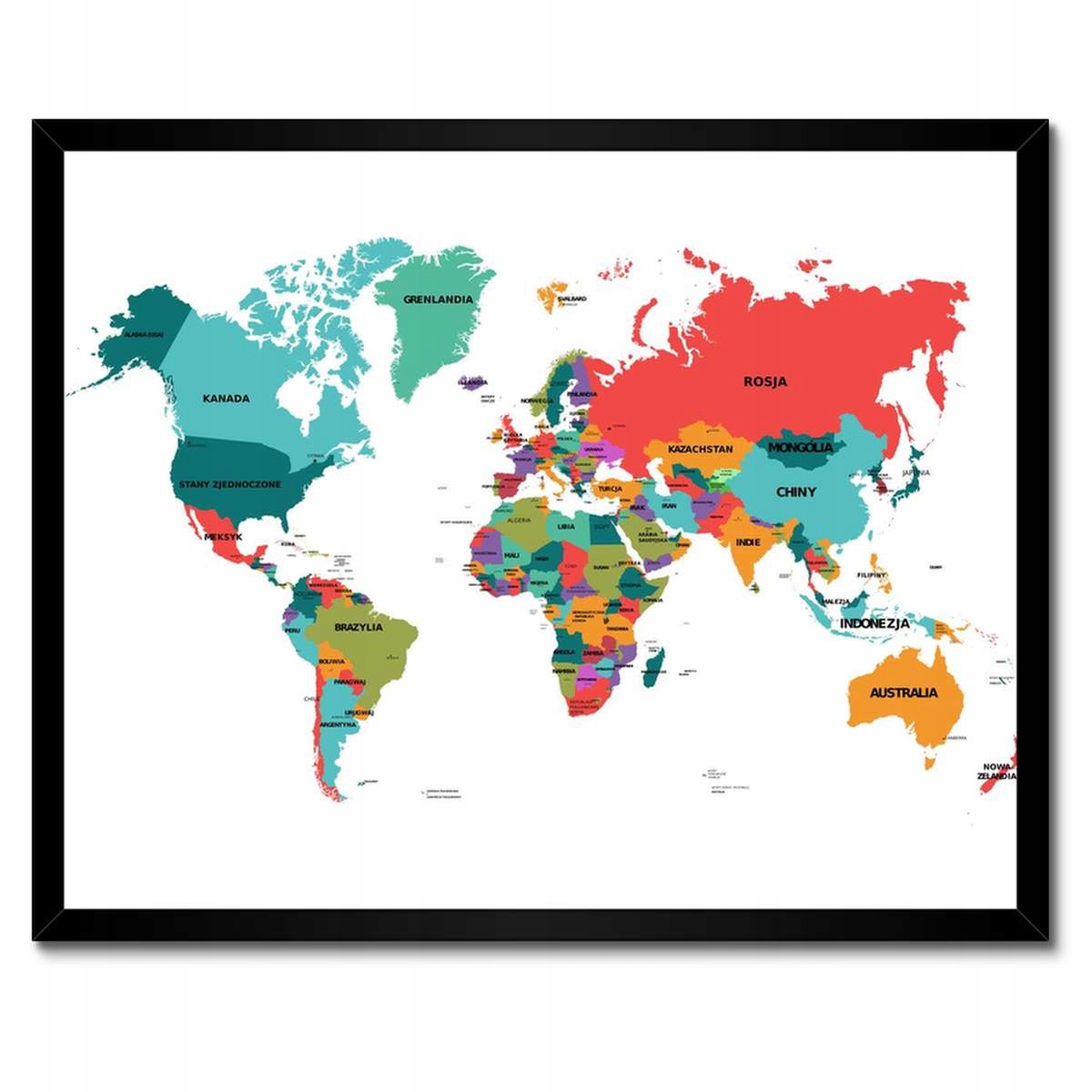Plakáty v rámu 50x40 Politická mapa světa