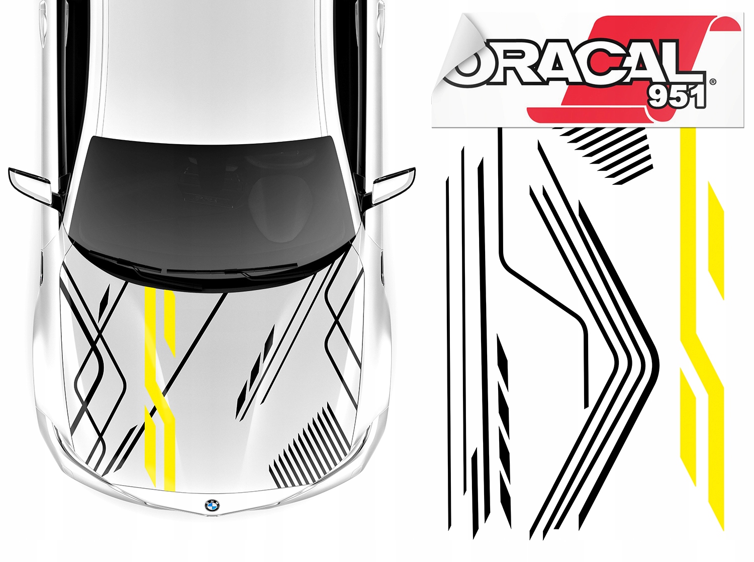 NAKLEJKA na MASKĘ MOTYW PASKI LINIE 96x183cm 951