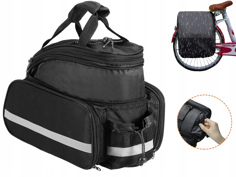 TORBA SAKWA ROWEROWA WODOODPORNA NA BAGAŻNIK KUFER DUŻA UCHWYT NA BIDON Model DUŻA POJEMNA TORBA KUFER NA BAGAŻNIK ROWERU