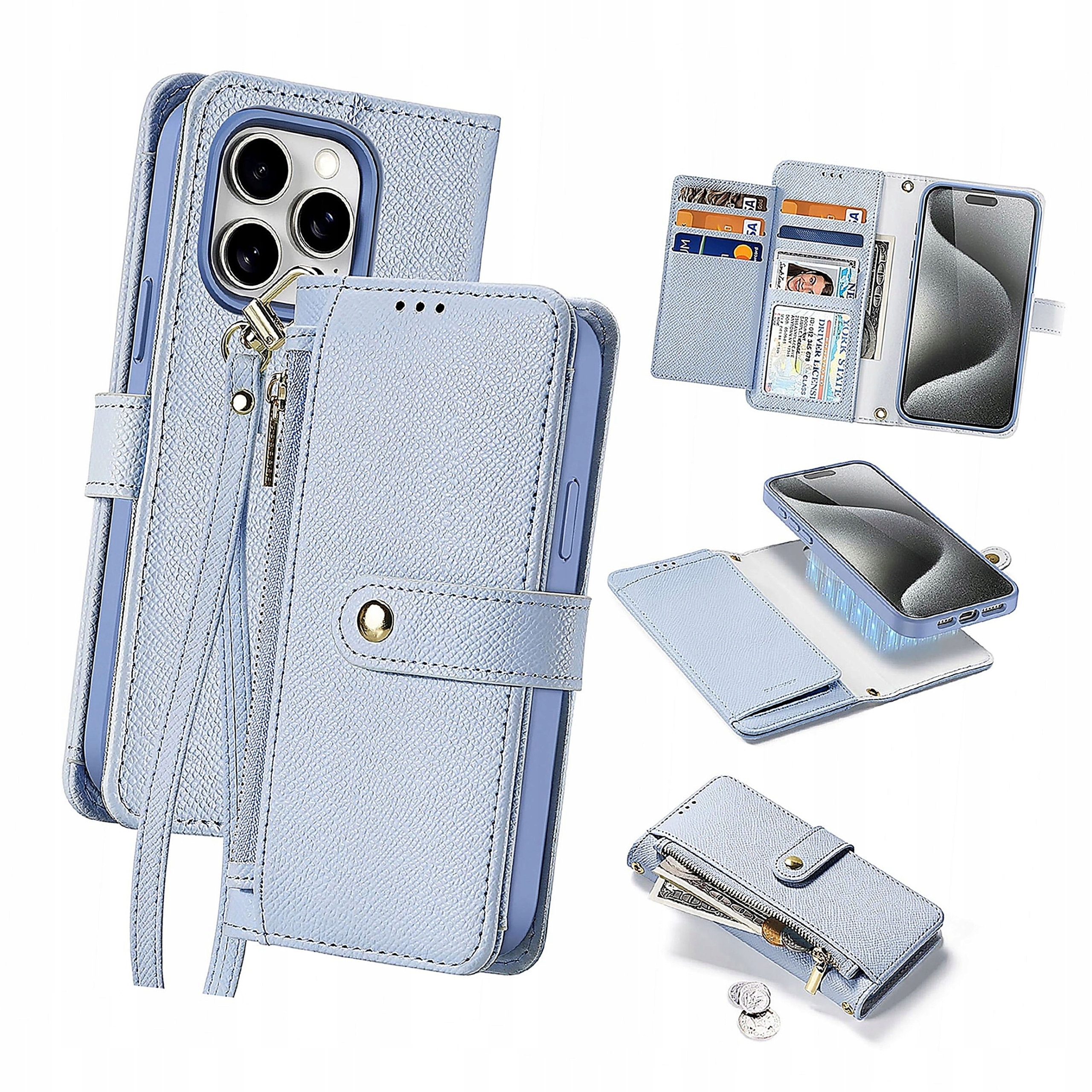 Etui skórzane Dux Ducis Lawa do iPhone 15 Pro Max niebieskie