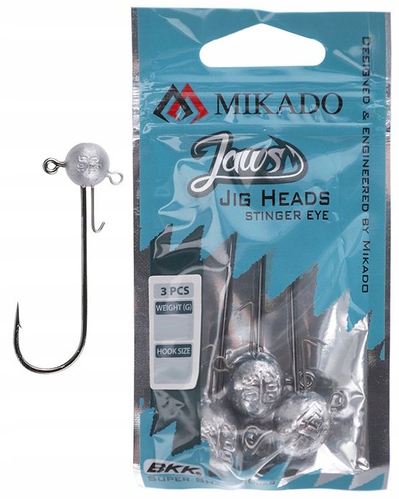 3x MIKADO GŁÓWKA Jaws Stinger Eye 15G HAK BKK 10/0