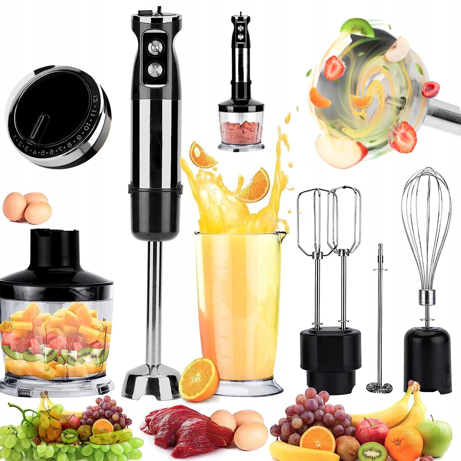 Ruční Mixér 800 W 12 Stupňů Regulace Nerezová Ocel