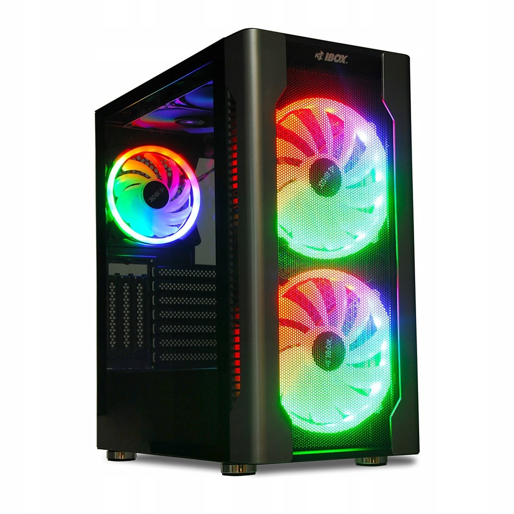 Ibox Chiron ZH68 Midi Tower Atx Gaming Počítačová Skříň Rgb Skleněná strana Ventilátory