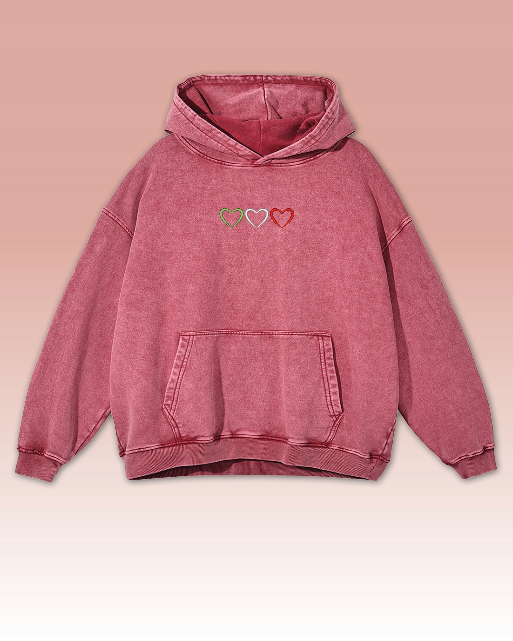 Mikina Italské srdce Výšivka Oversize Sprana Vlajka Itálie Červená XXL