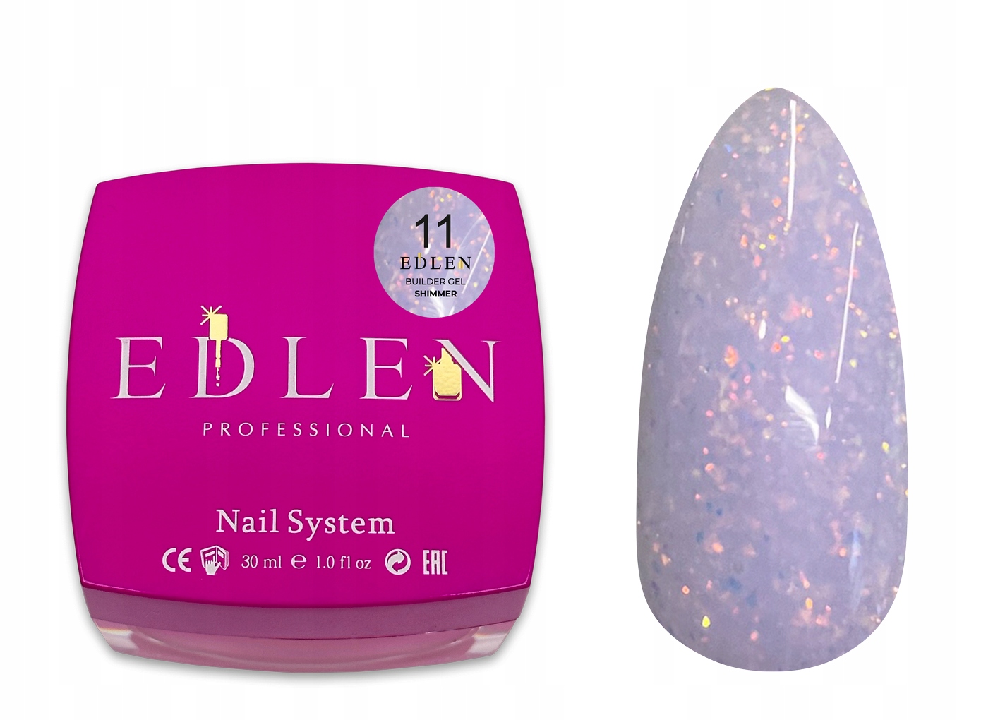 Edlen Stavební gel s třpytkami 11 Stavební gel fialový s třpytkami 30ml