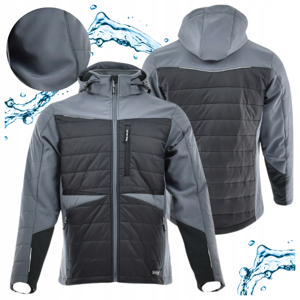 Kurtka Robocza Zimowa Męska Ocieplana Odblaskowa Wodoodporna Kaptur 2XL