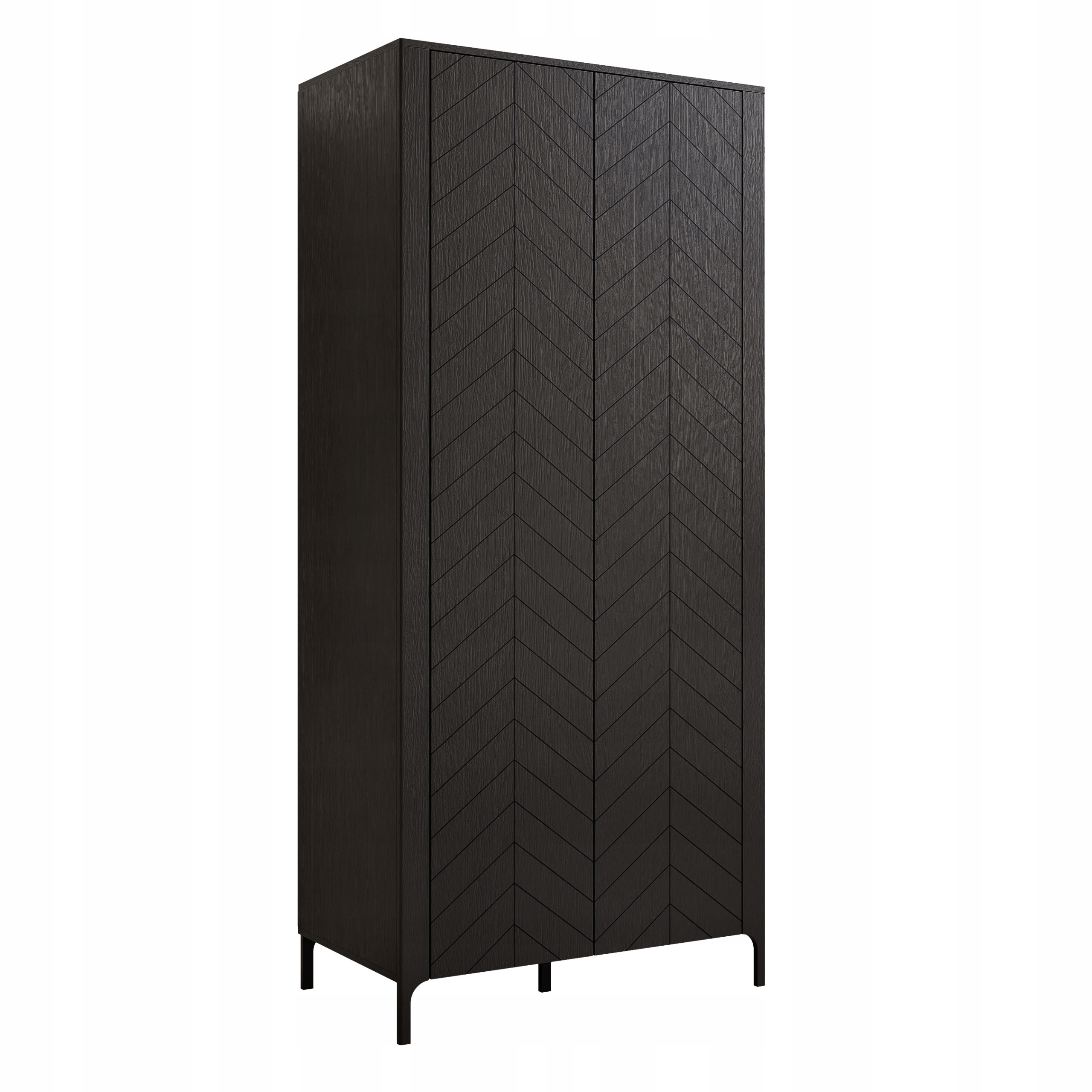 Dvoudveřová skříň s otevíracími dveřmi Lorien 90 cm s jedličkou, černá, s tlumením dovírání