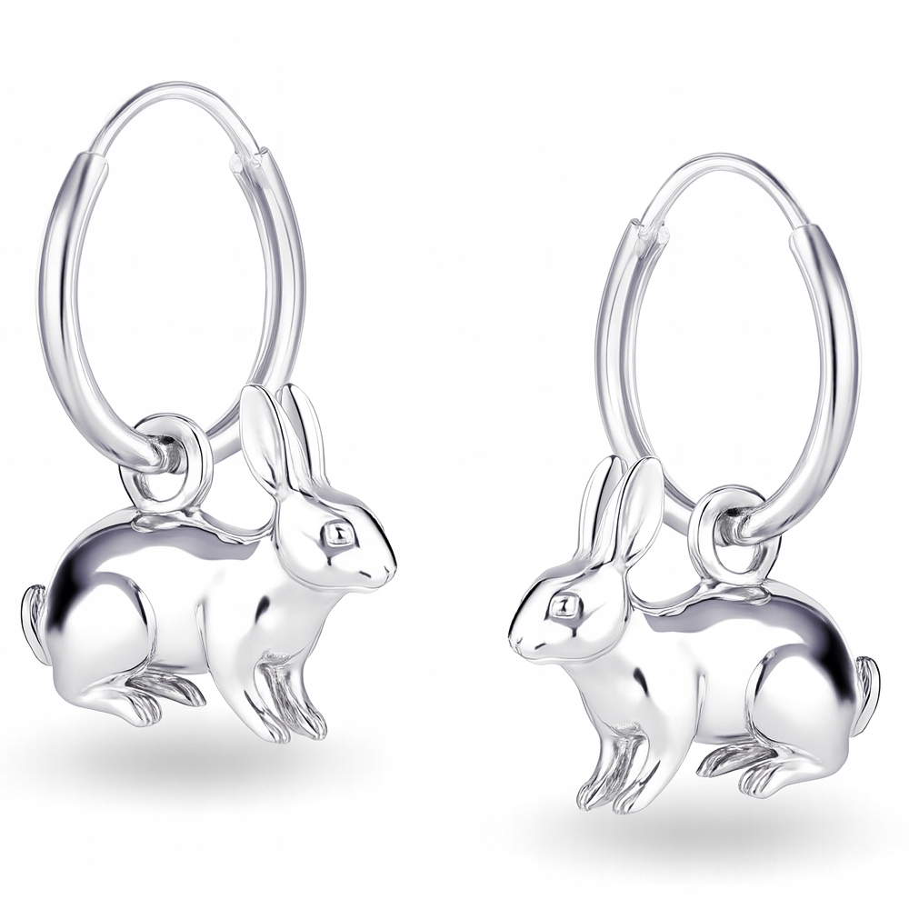 Králíček 3D Zajíček Stříbrné malé kruhové náušnice stříbro 925