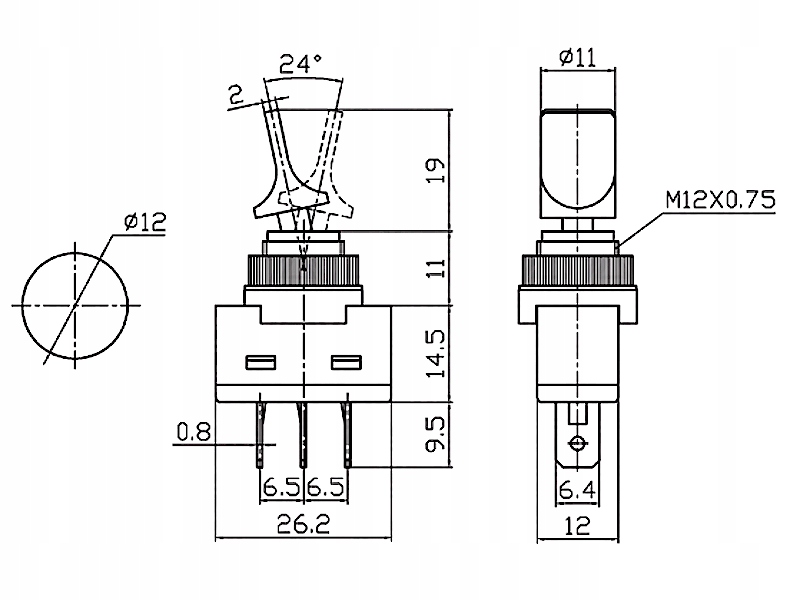 PRZEŁĄCZNIK DŹWIGNIOWY ASW-14D ZIELONY ON-OFF Kod producenta PRK0016D