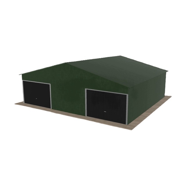 Plechová garáž 9x8 m dvoupolohová, dvoupolohová, zelená