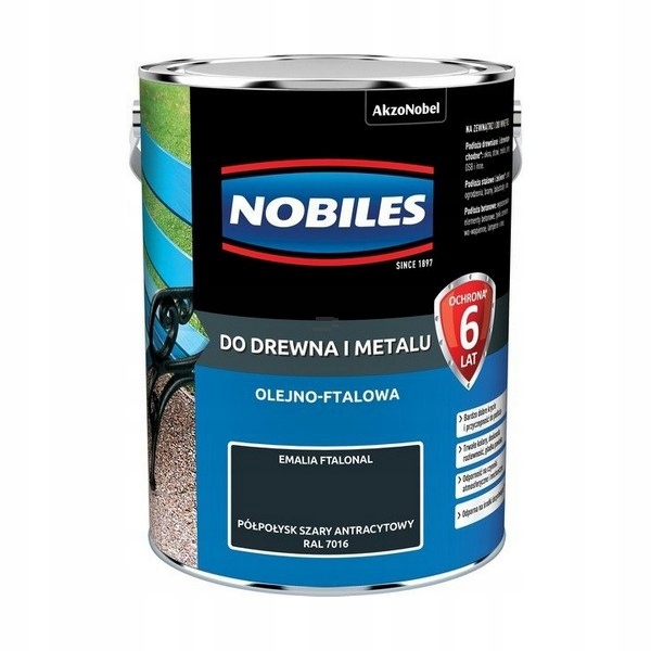 Nobiles olejna 5L SZARY ANTRACYT-OWY RAL7016 Ftalonal farba olejno-ftalowa
