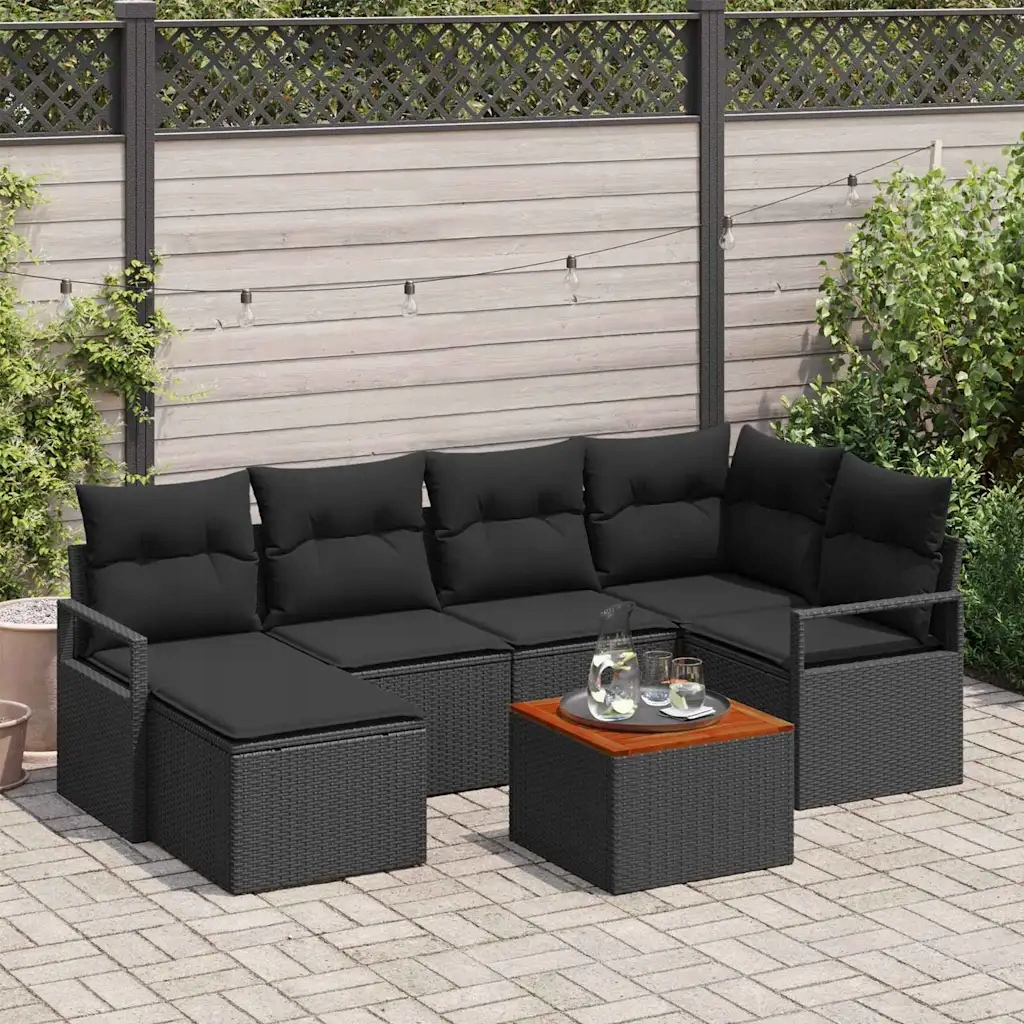 Sada zahradních pohovek 7 pcs Černá Černá 3356399