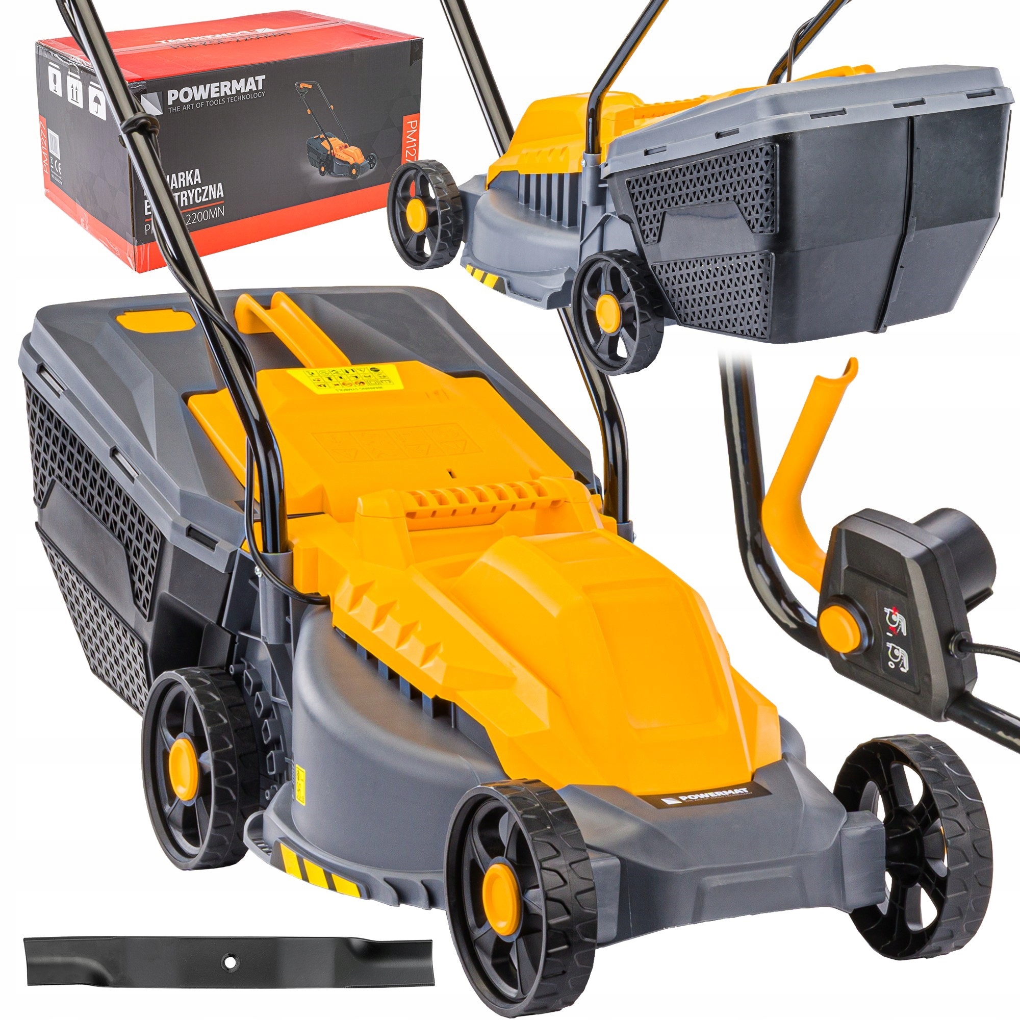 Elektrická Kosačka Na Trávu 2200 W, Nôž 32 CM, Ľahká, Veľký Kôš, 30 L