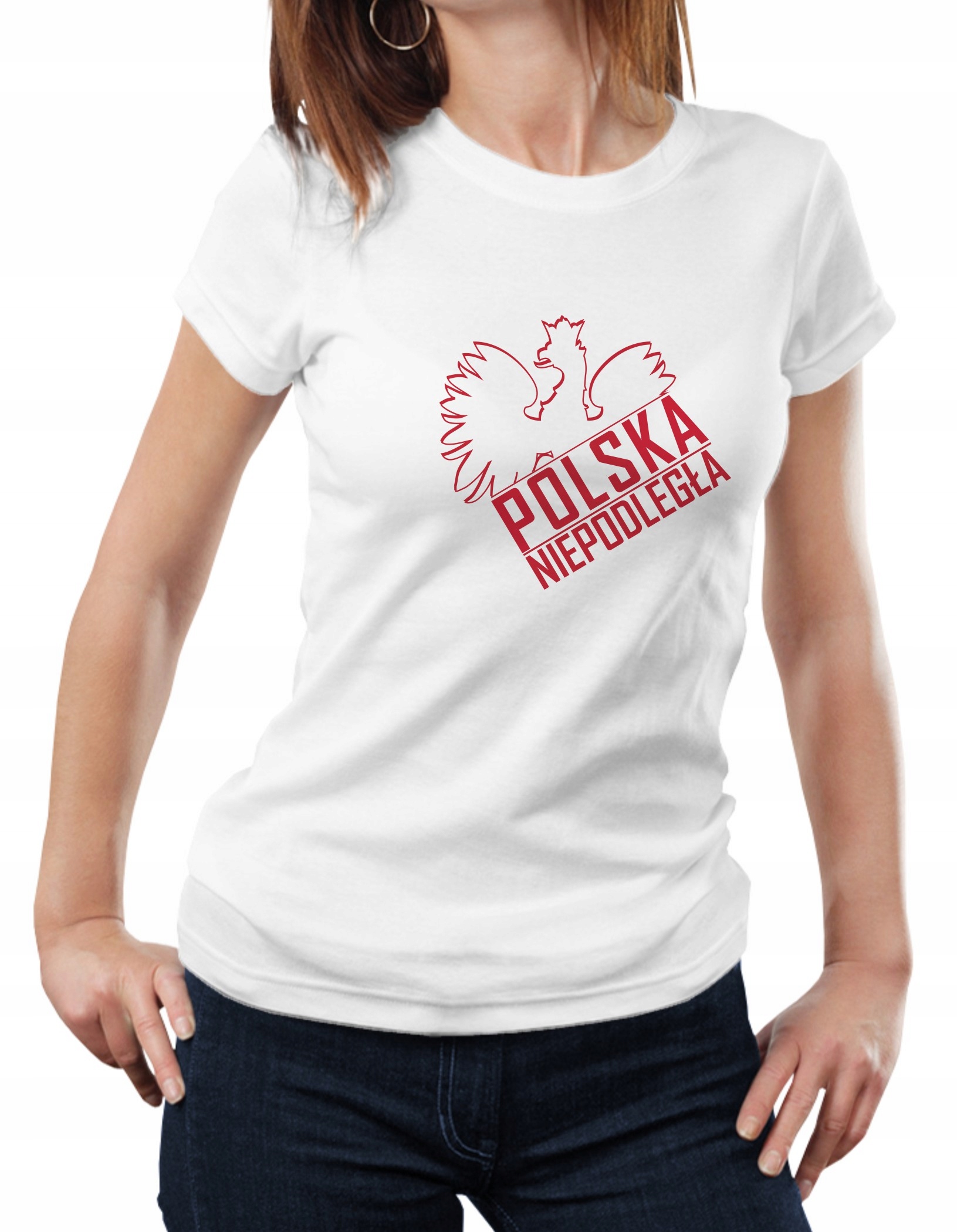 

Damska Koszulka Patriotyczna Biała Bawełna r.M