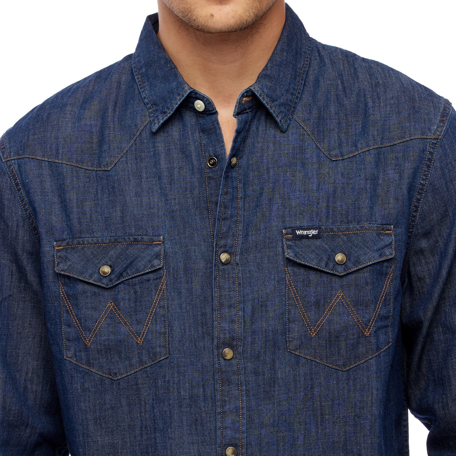 WRANGLER DENIM SHIRT DARK INDIGO W5M12AX1E M Rękaw długi rękaw