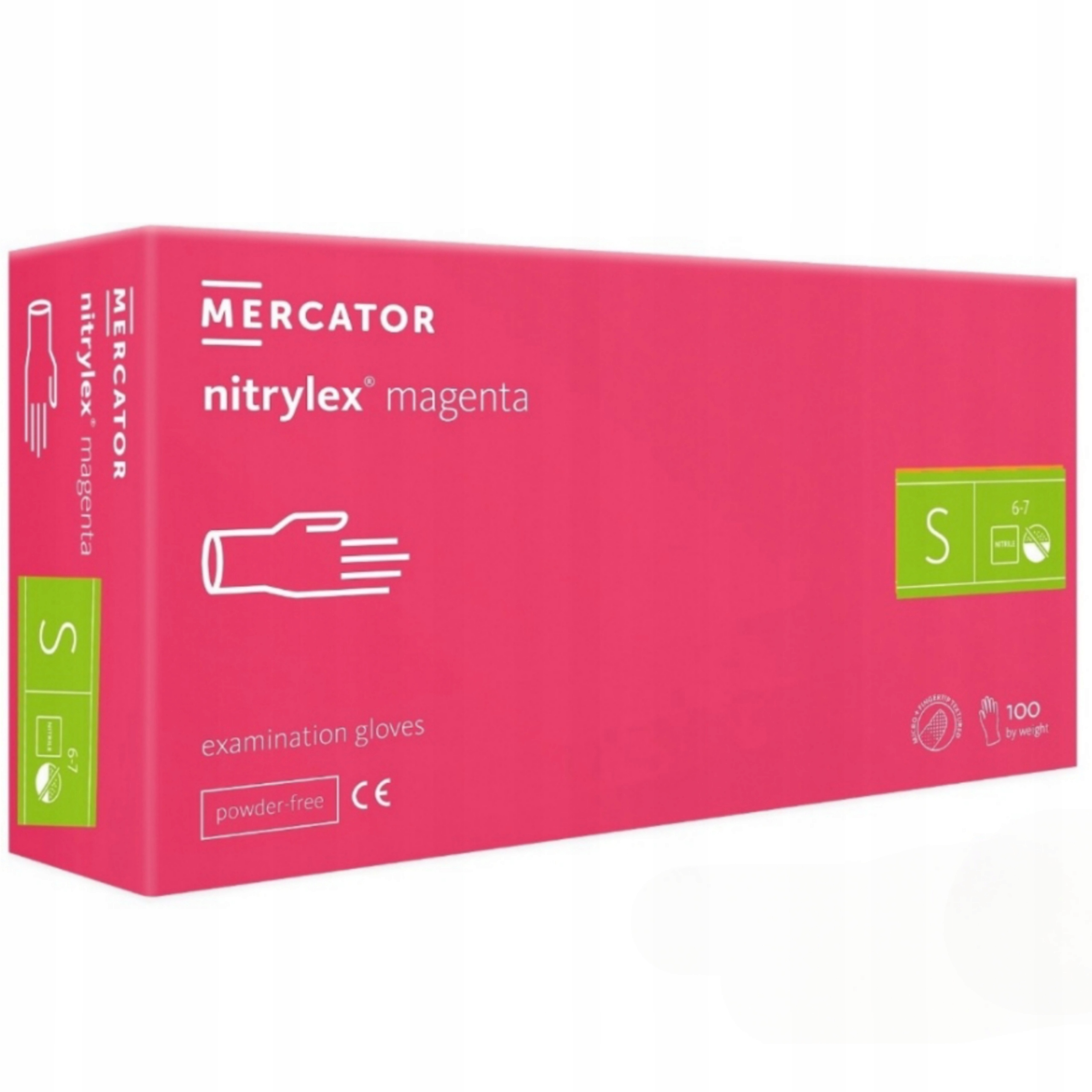 

Rękawice Nitrylowe Mercator Róż-magenta r.S 100szt