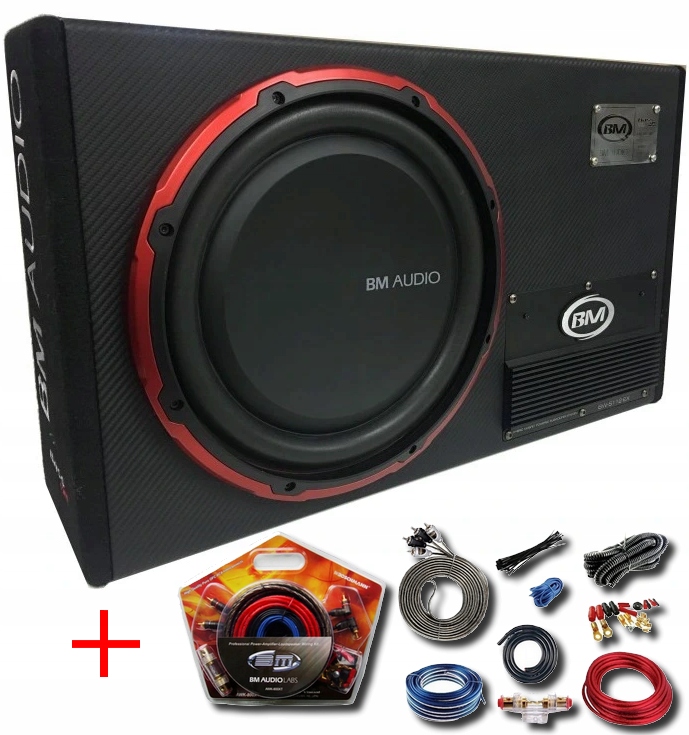WZMACNIACZ SUBWOOFER AKTYWNY SKRZYNIA BASOWA+KABLE