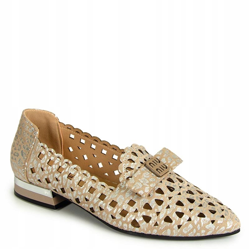 Cambell 26-35307BG Béžové Ažurové Kožené Baleríny 37