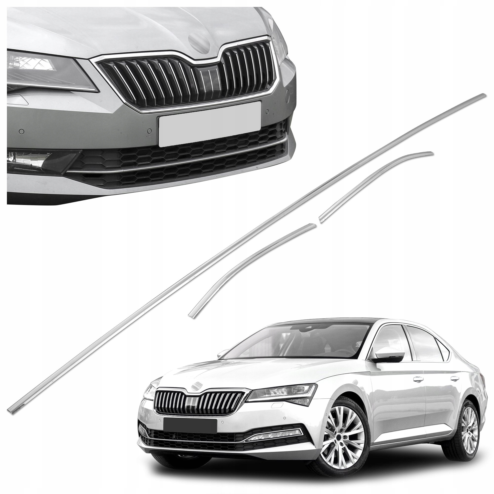 Lišty atrapy predného nárazníka pre Škoda Superb 3V B8 2015-2019 Liftback