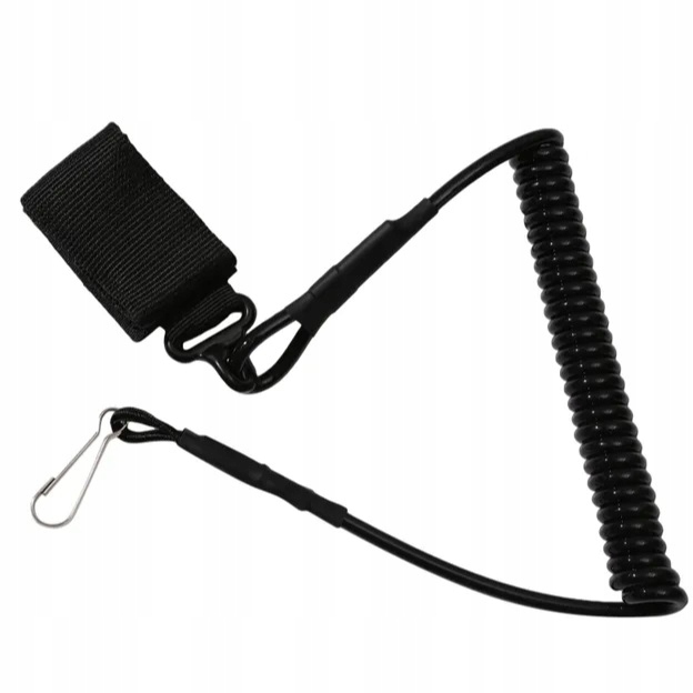 Retraktor smycz do kluczy broń latarka klucze samochodu Spirala ASG CZARNA