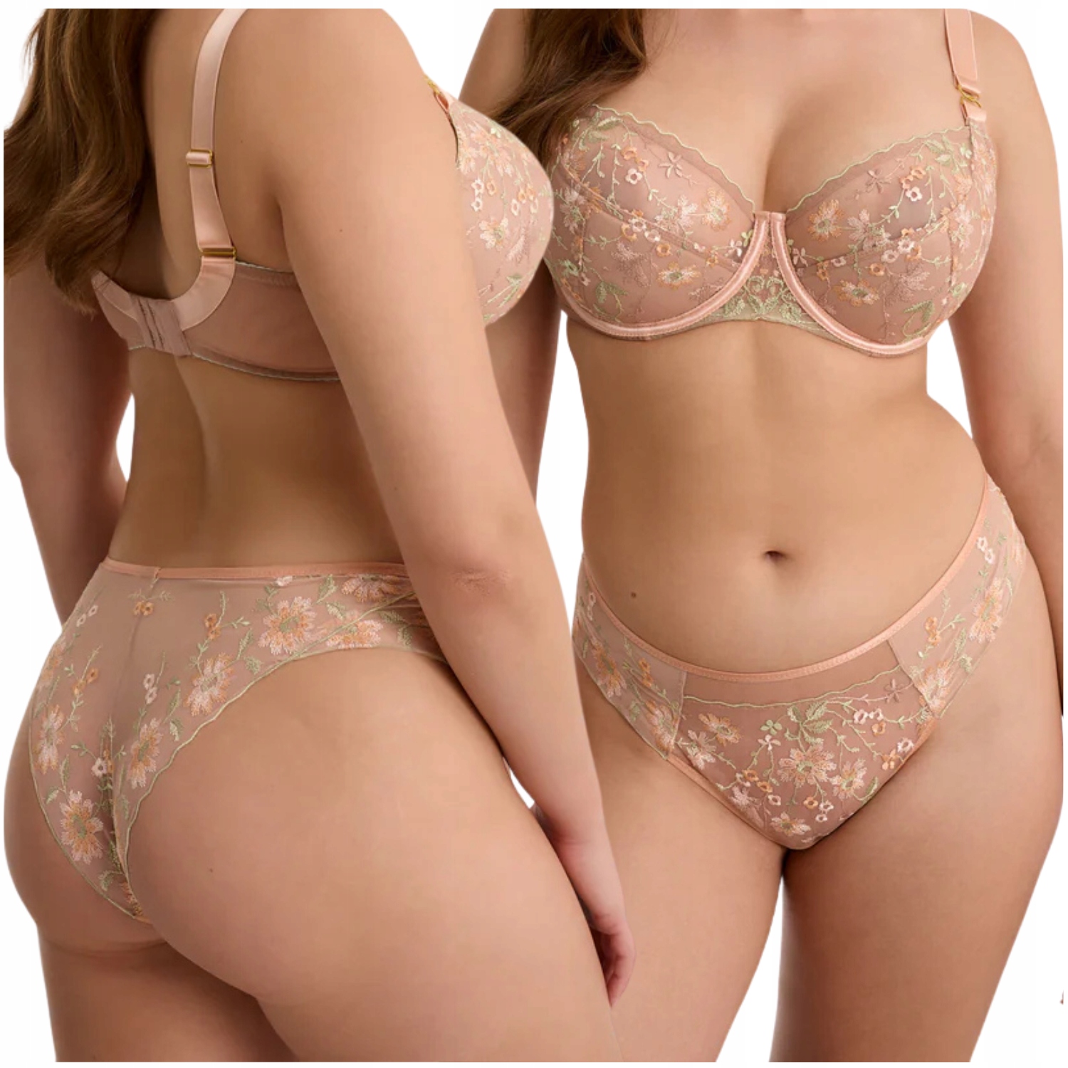 Kalhotky brazilské kalhotky roztomilé vystřižené kalhotky nude Ewa Bień Trini C322 XL