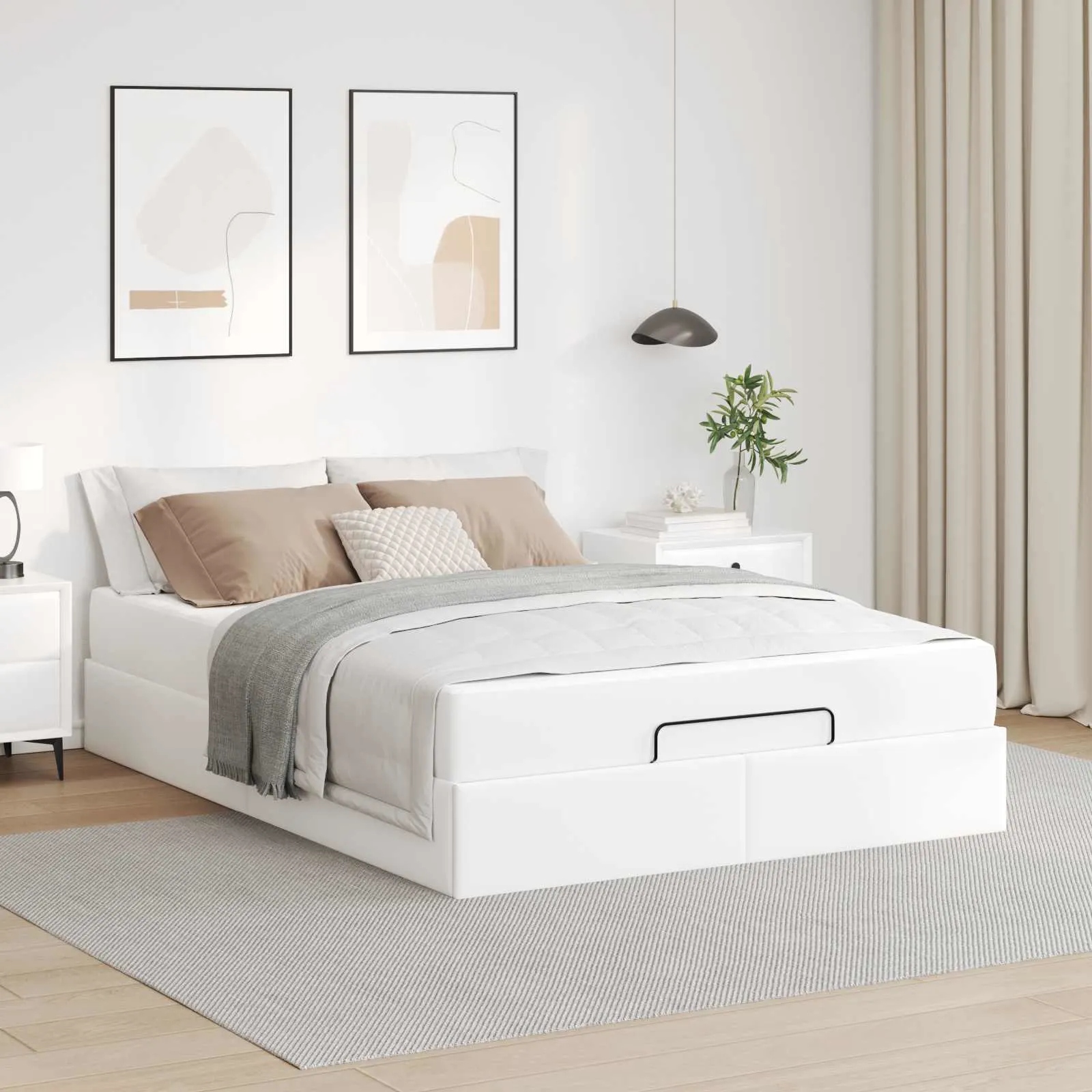 vidaXL Rám postele s matrací s matrací 2 pcs Bílá Pvc
