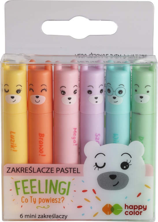 Zakreślacze mini Feelingi, 6 kolorów. Happy Color