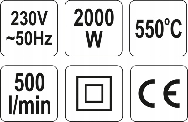 Horkovzdušná Pistole 2000 W (I)350 °C (II)550 °C, 230 V