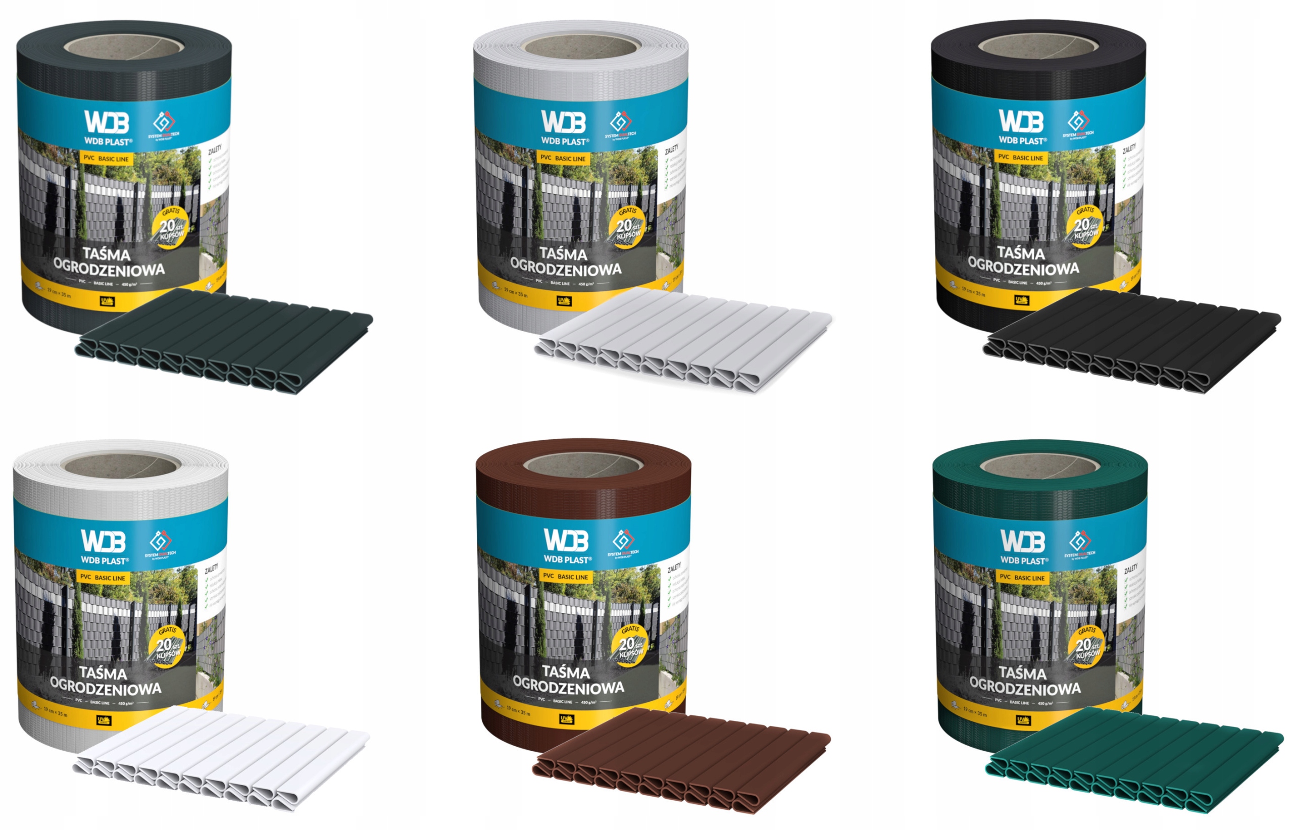 TAŚMA OGRODZENIOWA 19cmx35mb OSŁONA NA PŁOT CZARNA Producent WDB PLAST