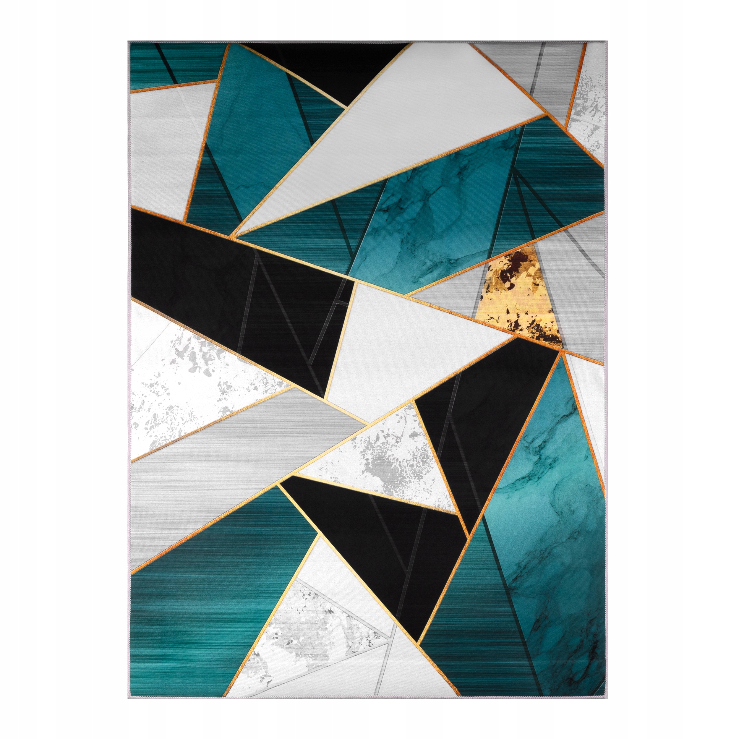 Koberec 120x170 CM Zeleno-zlatý Geometrický Do Obývacího Pokoje Protiskluzový Bcf